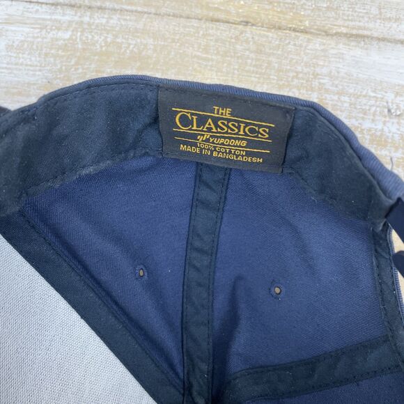 Montauk Brewing Company NY Leather Patch Logo Cap Hat Navy Blue Snapback - Picture 7 of 9